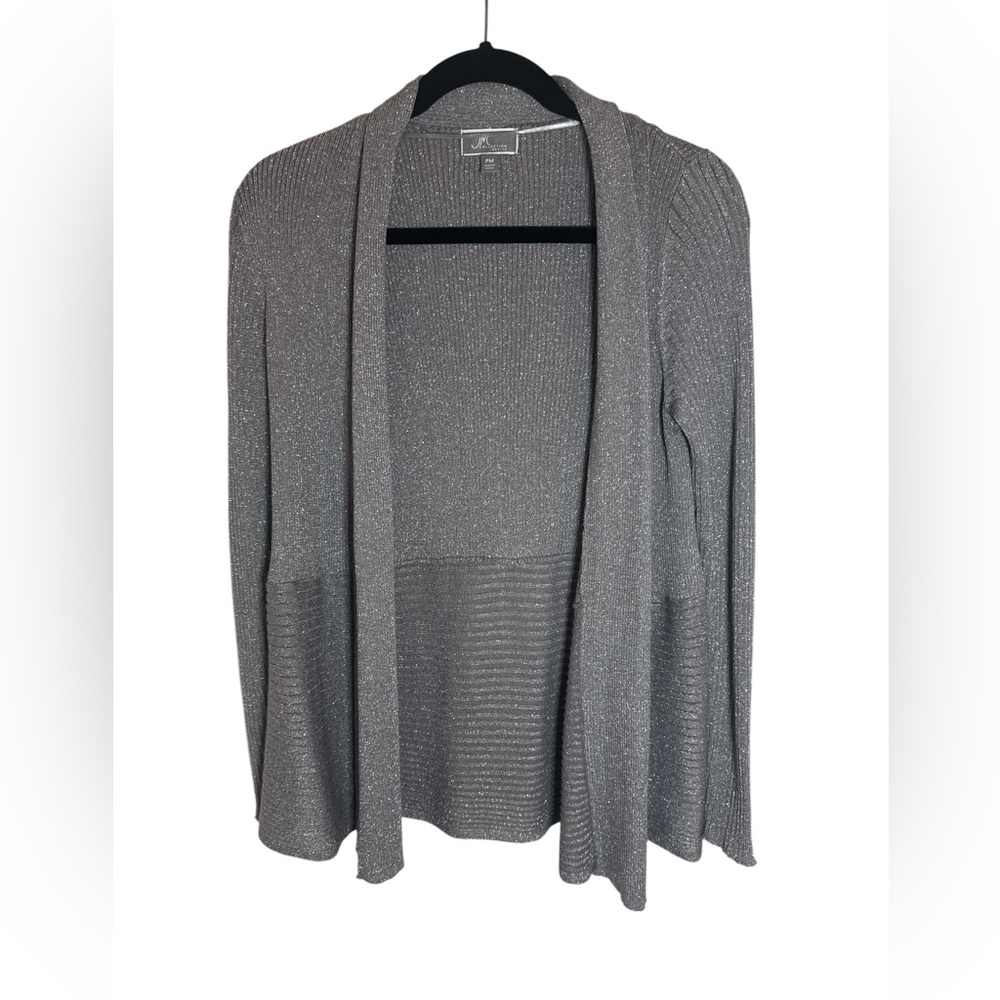 Gray Sparkling Open Front Cardigan